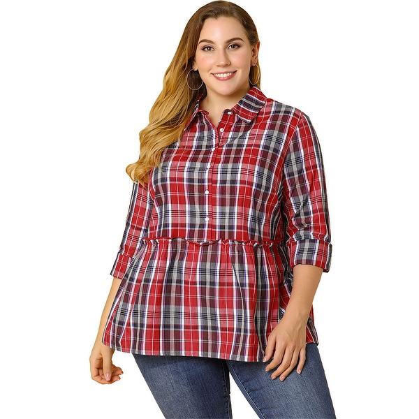 red button up shirt plus size