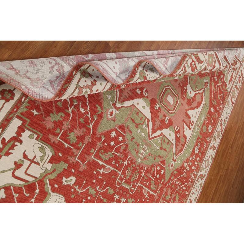 Red Heriz Serapi Turkish Oriental Area Rug Hand-knotted Wool Carpet - 9'9" x 13'0"