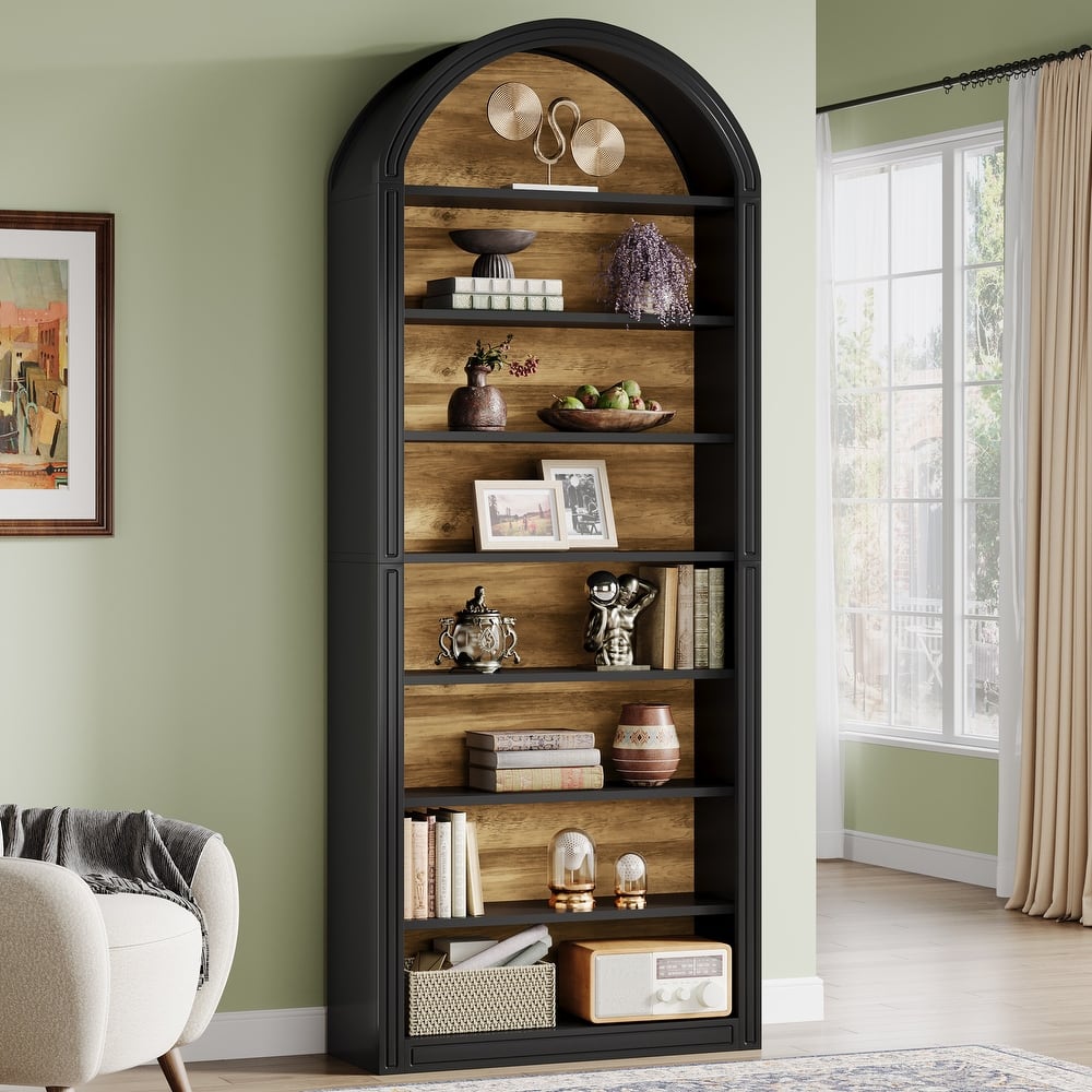 79.53" Tall Modern Arched Bookshelf for Living Room, Study