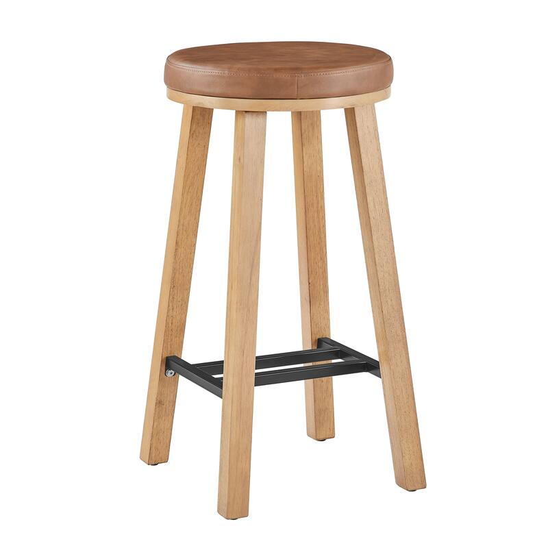 Bower home Upholstered Round Wood Counter Stool - Set of 2