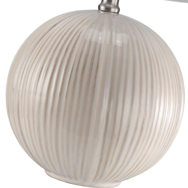 Ceramic White Lamp with White Drum Shade - 19 in. H