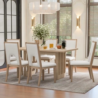 6-Piece Farmhouse Wood Dining Set, Rectangular Dining Table, 6 ...