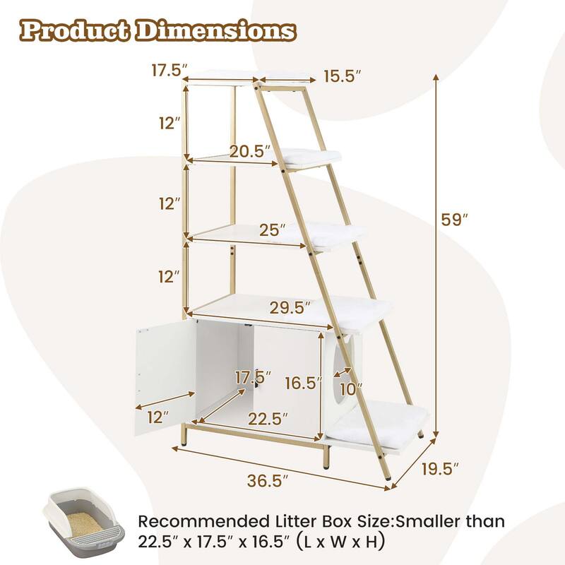 Petsite Large Cat Litter Box Enclosure 2-in-1 Hidden Cat Washroom - See Details