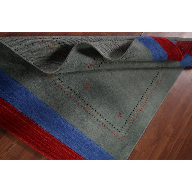 Striped Gabbeh Oriental Accent Rug Handmade Wool Carpet - 3'10"x 5'7"