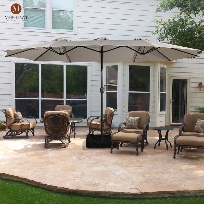 15ft Rectangular Patio Market Umbrella with Base