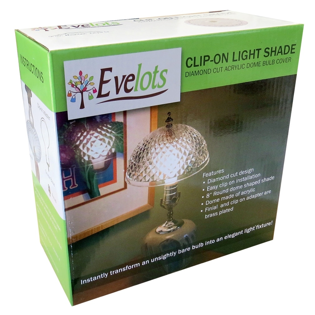 Evelots Ceiling Clip-on Light Bulb Shade-Lamp-Dome-Diamond Cut-Acrylic-Set/2 