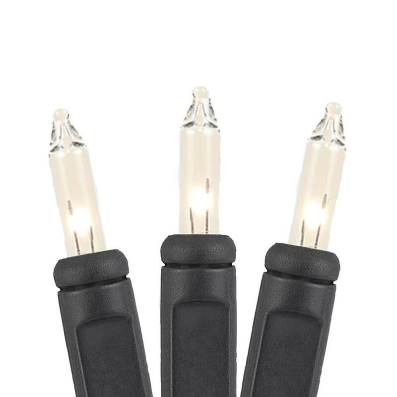100 Light Christmas Mini Light Set, Black Wire, 50' Long