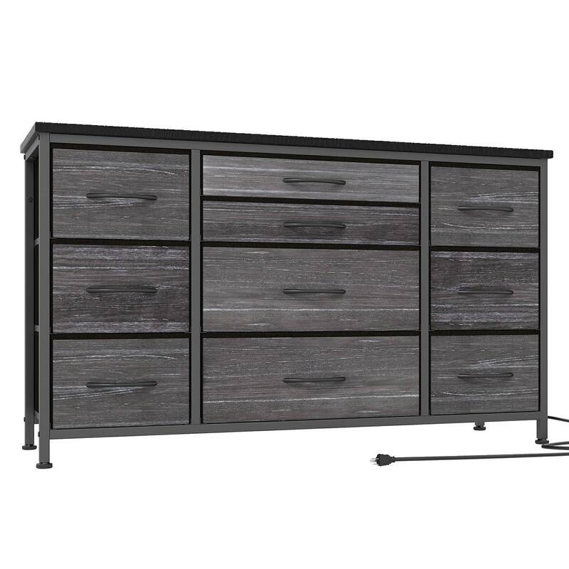 TV Stand with Power Outlet, 10 Drawers for 55'' TV - n/a