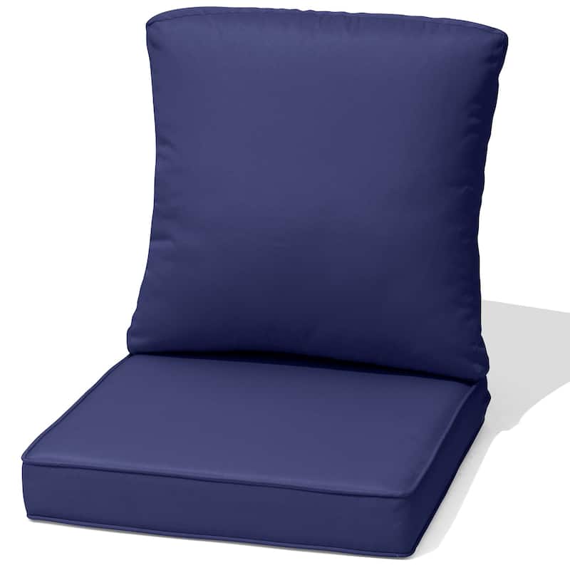 22 x 21 in Patio Premium fabric Outdoor Seat Cushions Set (Seat & Back) - 1PC - NavyBlue