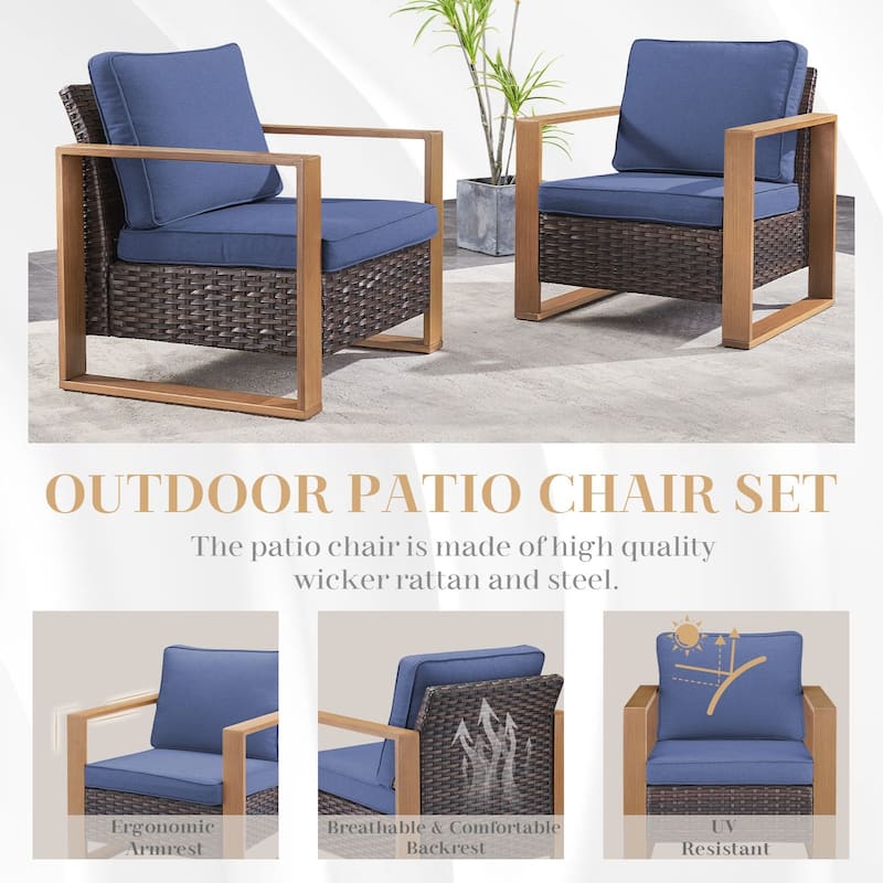 Gymojoy Patio Furniture Chair with Rattan Sofa Ottomans