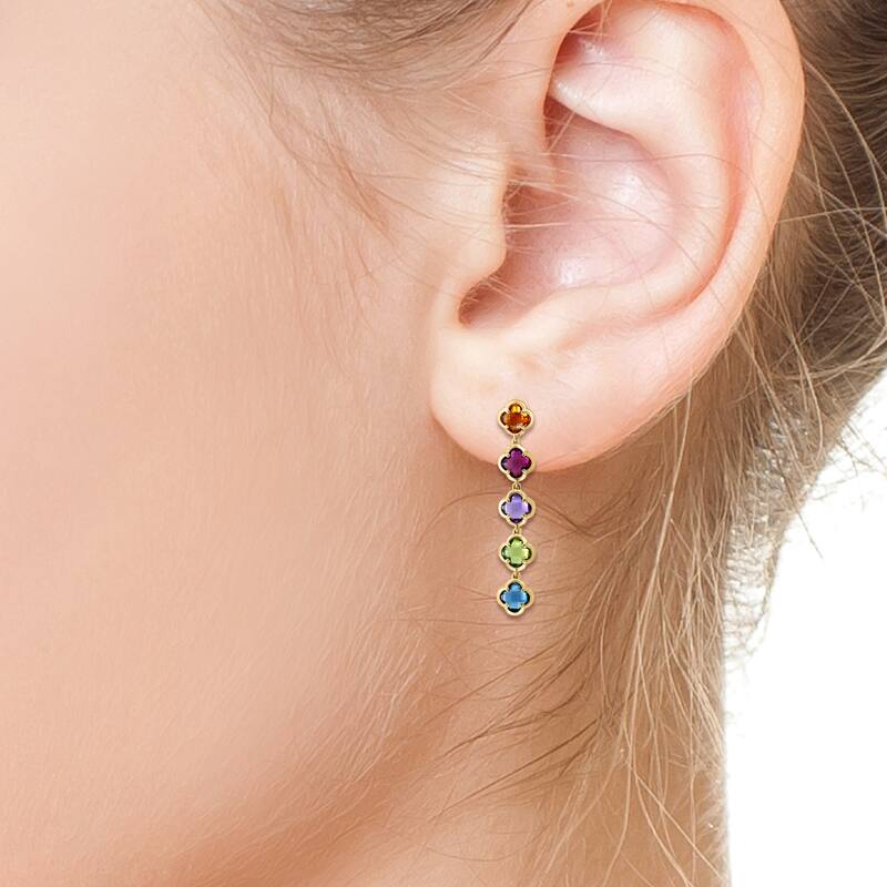 EFFY 14K Yellow Gold,Amethyst,London Blue Topaz,Madera Citrine,Rhodolite,Peridot Drop Earrings