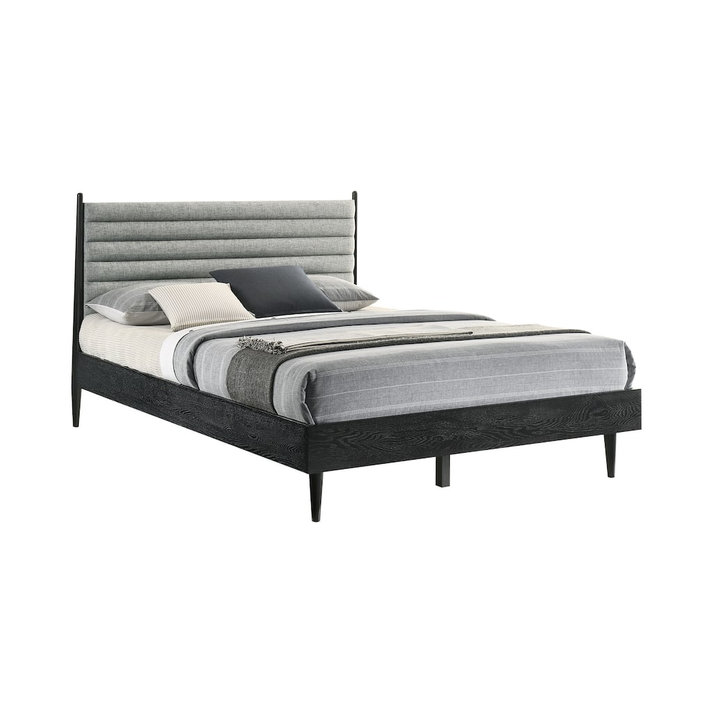 Modern Wood Platform Bed Frame - Black Finish - Bedroom Furniture