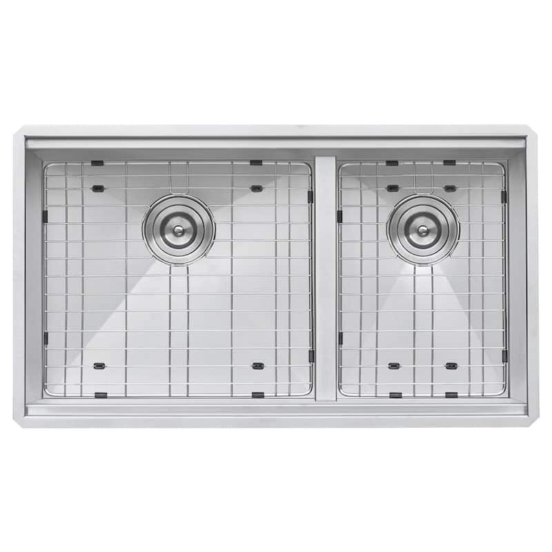 Ruvati 33-inch Workstation Ledge 60/40 Double Bowl Undermount 16 Gauge Stainless Steel Kitchen Sink - RVH8356 - 8' x 11'