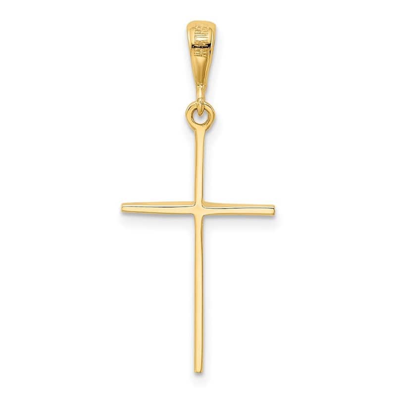 Curata 14k Yellow Gold 18" Solid Polished Thin Cross Necklace - 22x14mm