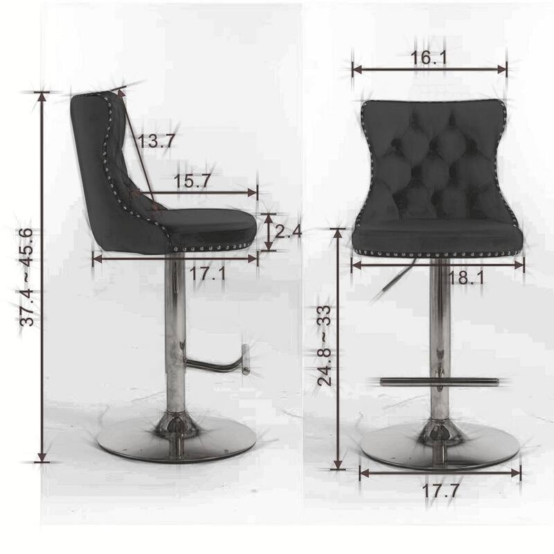 Bar stools with Backs Luxurious Velvet Swivel - Adjustable Height, Set of 2