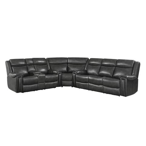 Shallowford Hand Rubbed Charcoal 3-piece Upholstered Power reclining seats with Power headrests Sectional