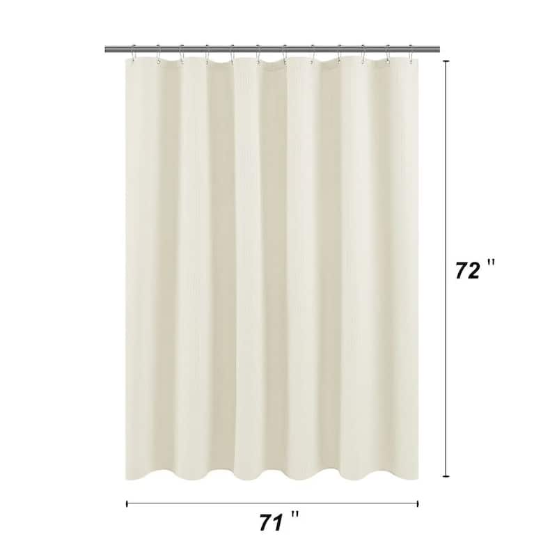 Dobby Waffle Shower Curtain with 12 Metal Hooks