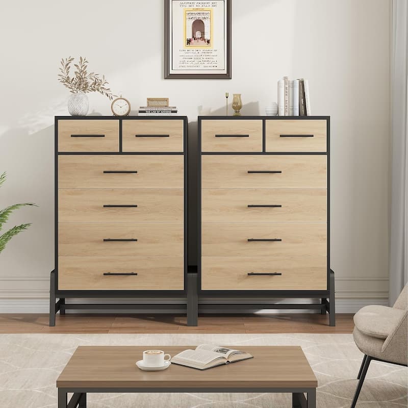 6 - Drawer Dresser for Bedroom, 46.6" Tall Dresser, Tall Drawer with Storage Freestanding