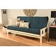 preview thumbnail 19 of 34, Porch & Den Kern Antique Wood Futon Set with Innerspring Mattress Suede Blue