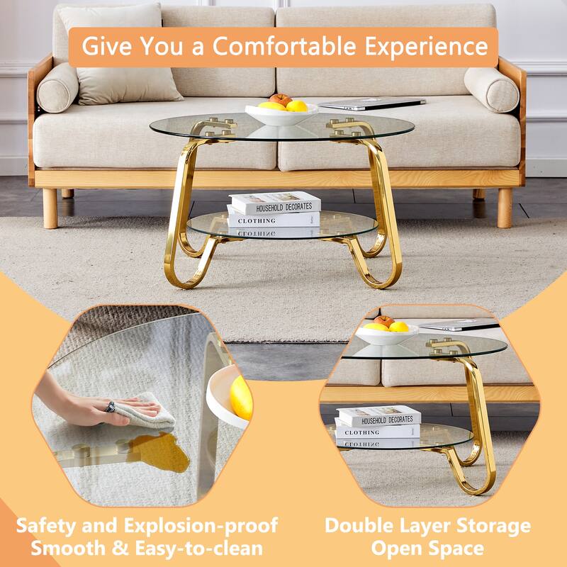 Retro Minimalist Metal Frame Glass Coffee Table, 31.5" Square, Vintage Elegance