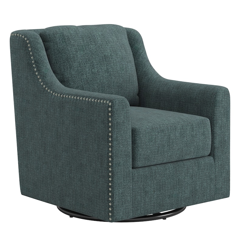 Orwyn Nailhead Slope Arm Swivel Chair by iNSPIRE Q Classic - Blue