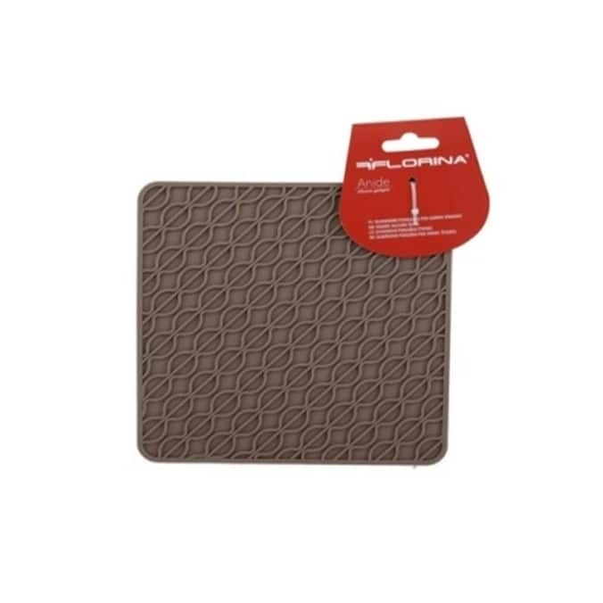 6" Square Trivet. Durable Silicone BPA Free Florina by Amercook - Brown