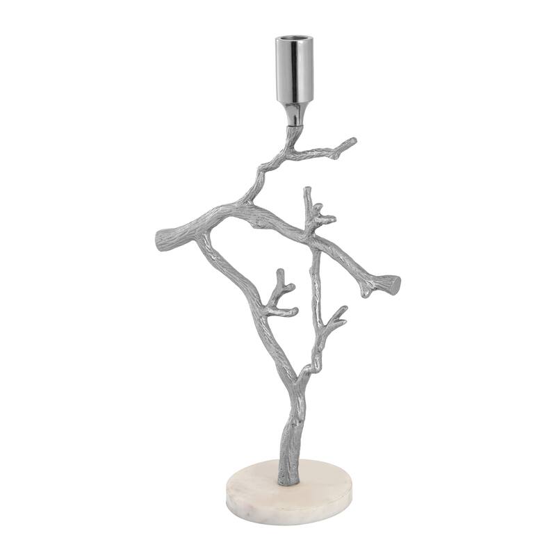 Elk Home Branch Nickel Metal 10 Inch Wide Candleholder