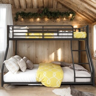 Twin XL Over Queen Metal Bunk Bed, Black
