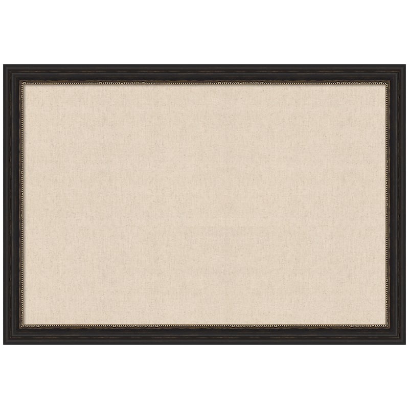 Kate and Laurel Pinboard Neutral Linen - 40x28 - Accent Bronze Narrow
