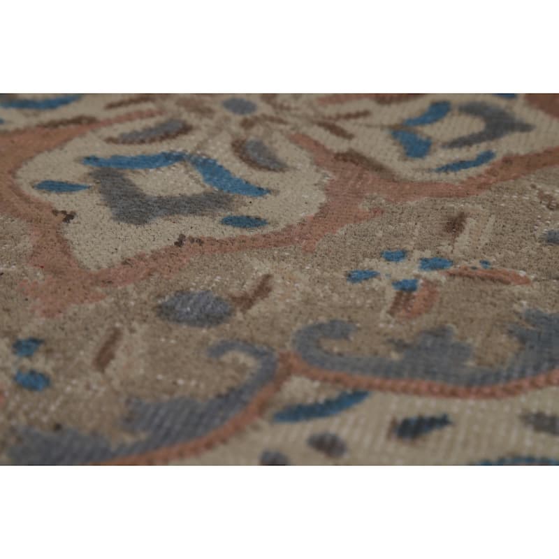 Hand Knotted Oriental 100% Wool Carpet Traditional Floral Beige & Ivories Tabriz Area Rug - 11' 0'' X 8' 2''