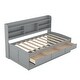 preview thumbnail 8 of 24, Twin Size Wooden Captain Bed with Built-in Bookshelves, Trundle and 3-Storage Drawers, Space-Saving Design, Light Grey