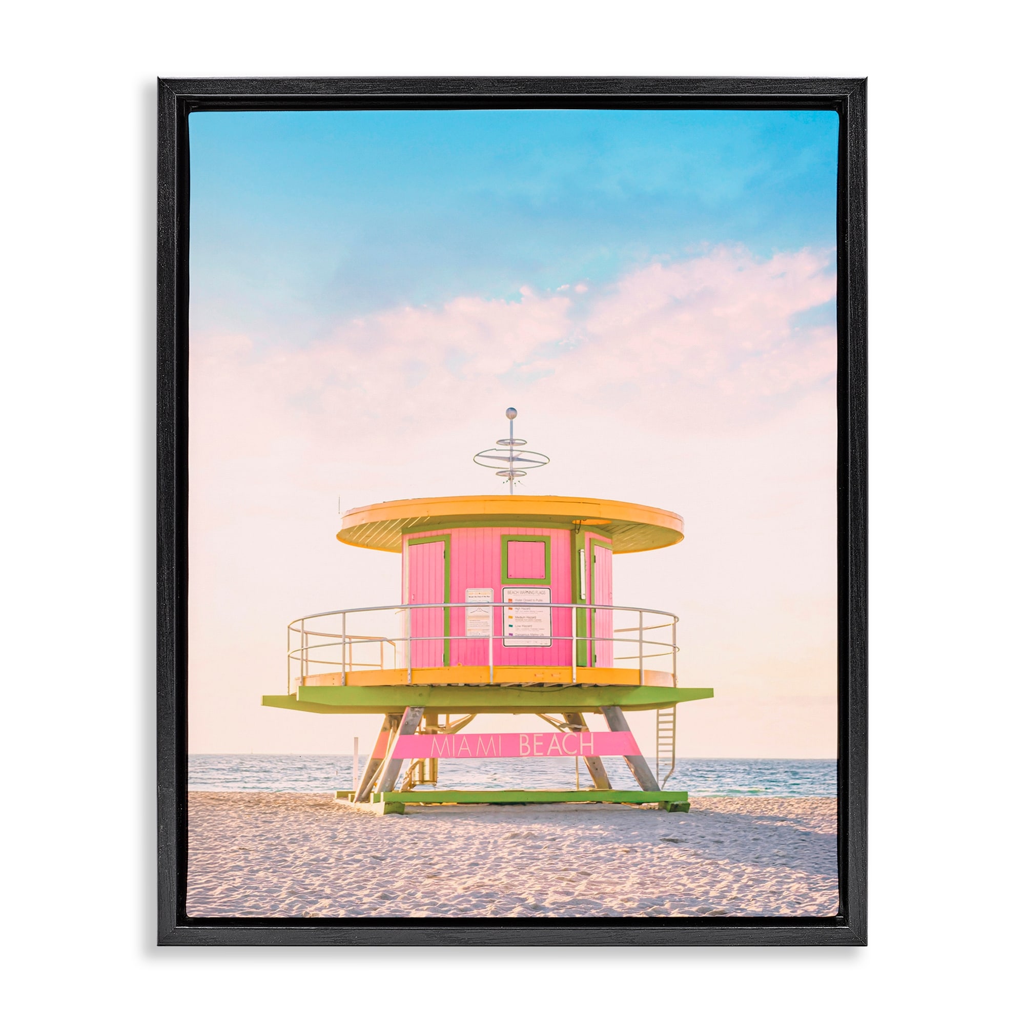 Stupell Pink Lifeguard Stand Landscape Framed Floater Canvas Wall Art Design By Sisi and Seb