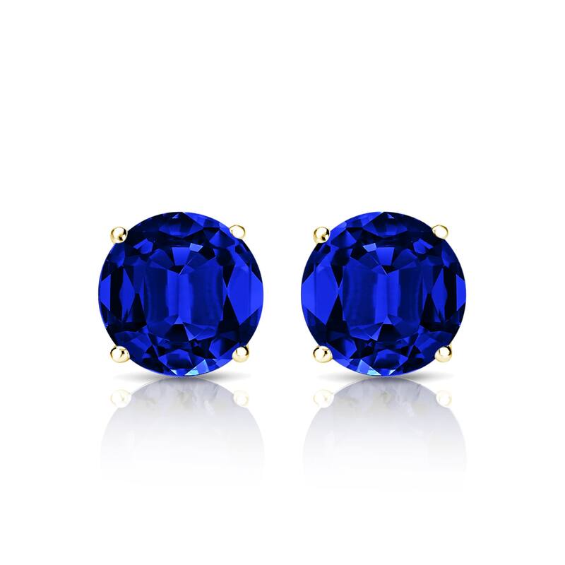 Auriya 14k Gold Lab Grown Gemstone Blue Sapphire Stud Earrings Round 0.25 to 5.00 ct. tw. 4-Prong Martini Screw-Back