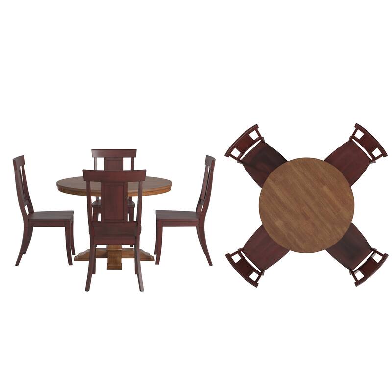 Ronda 45" Round Solid Wood Top Dining Set with Panel Back Chairs
