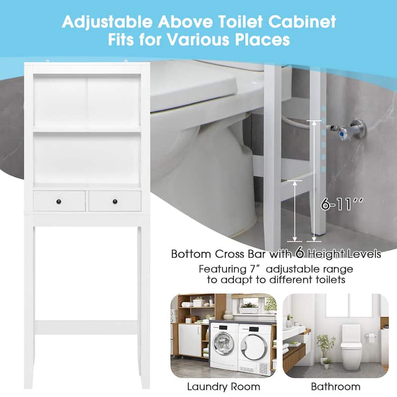 Costway Over the Toilet Storage Rack Bathroom Space Saver with 2 Open - 23.5'' x 8'' x 65'' (L X W X H)