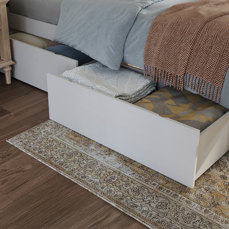 AFI Canyon Twin Platform Bed with Footboard & Storage Drawers in White
