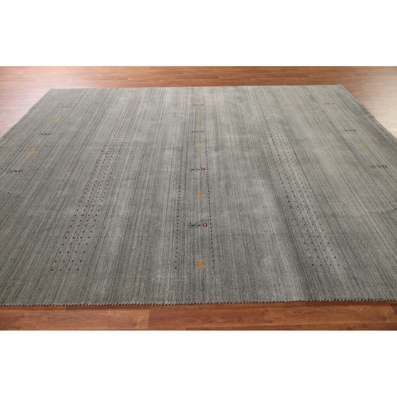 Gabbeh Indian Area Rug Hand-Knotted Wool Carpet - 8'3"x 9'10"