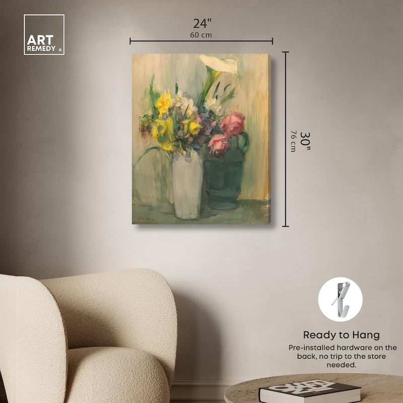 Flowers by Julian Alden Weir Canvas by Art Remedy, Gallery Wrapped