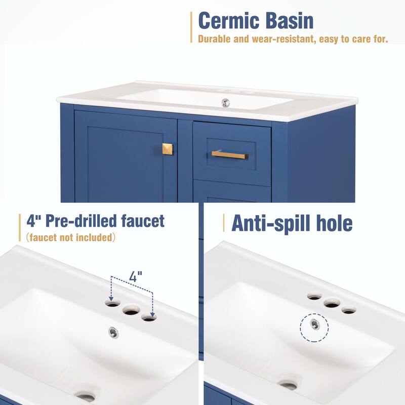 30" Modern Bathroom Vanity with Sink, Storage Cabinet