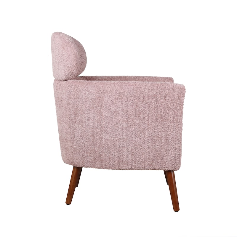 Porthos Home Rhys Sherpa Fabric Accent Barrel Chair with Rubberwood Legs