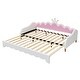 preview thumbnail 21 of 25, Modern Upholstered Princess Daybed wCrown Headboard & LED Lights, Twin to Size Extending Daybed Sofa Bed, Guest Bed