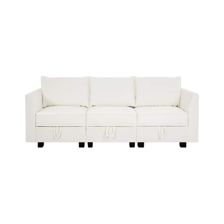 Modular 3 Piece Sofa with Soft Comfortable Seating Linen Sofa Couch with Sturdy Wooden Frame Ideal for Small Spaces