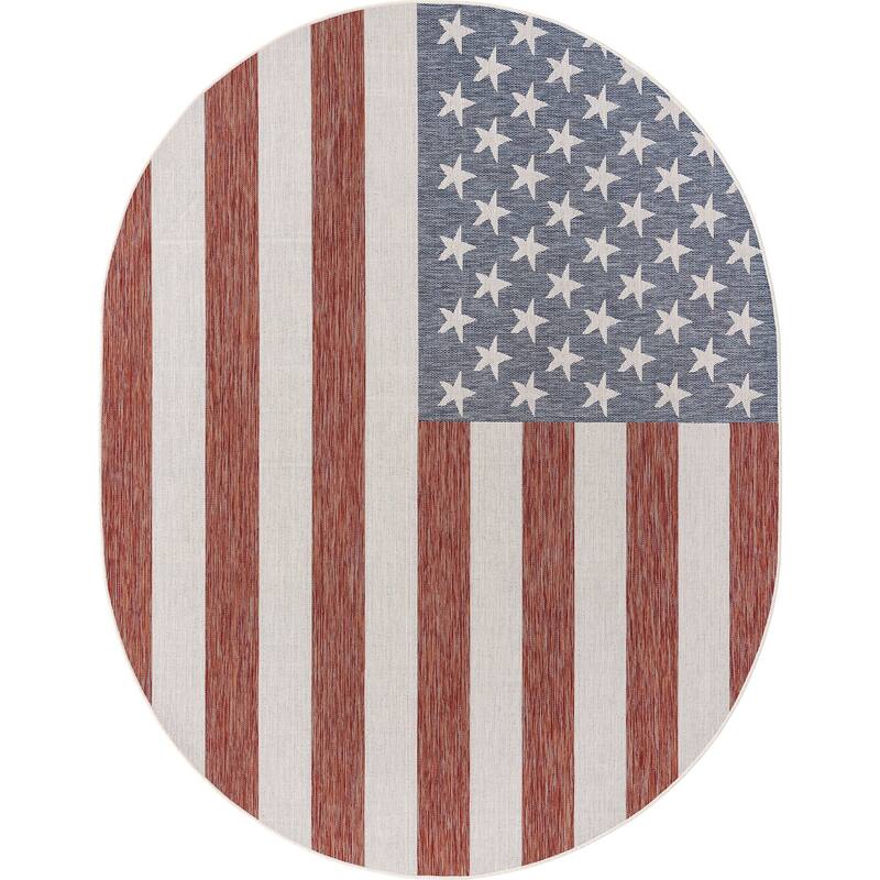 Outdoor Zrand Collection Area Rug - Red - 7'10"x10' Oval