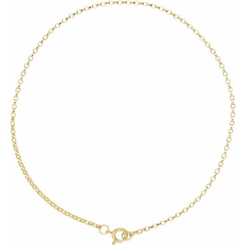 Curata 14k Yellow Gold 7" 1.1mm Rolo 7 Inch Chain Bracelet
