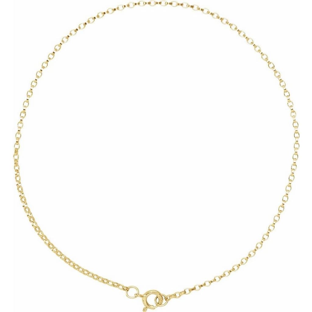 Curata 14k Yellow Gold 7" 1.1mm Rolo 7 Inch Chain Bracelet