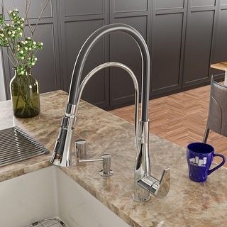 Polished Chrome Kitchen Faucet with Black Rubber Stem - Bed Bath ...