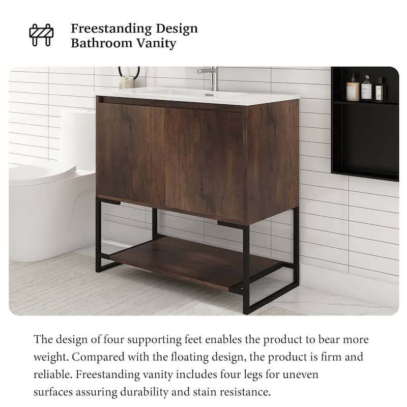36-inch Freestanding Bath Vanity with Cultured Mable Top