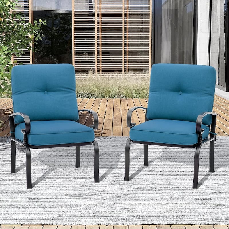 SUNCROWN 2-piece Outdoor Patio Cushioned Dining Chairs