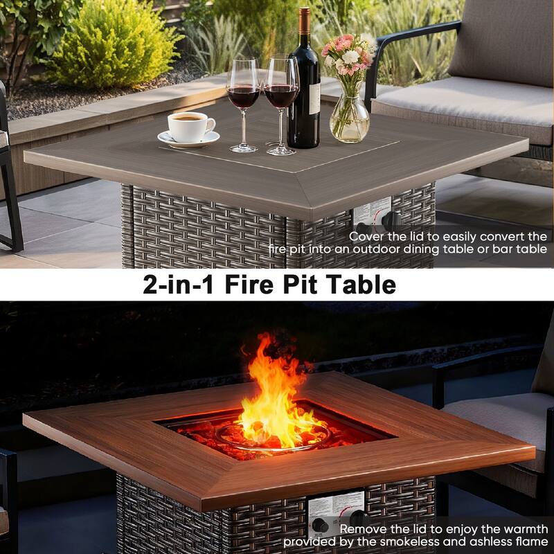 Meyreso 5-Piece Wicker Outdoor Patio Conversation Set with 5-Inch Thick Olefin Cushions