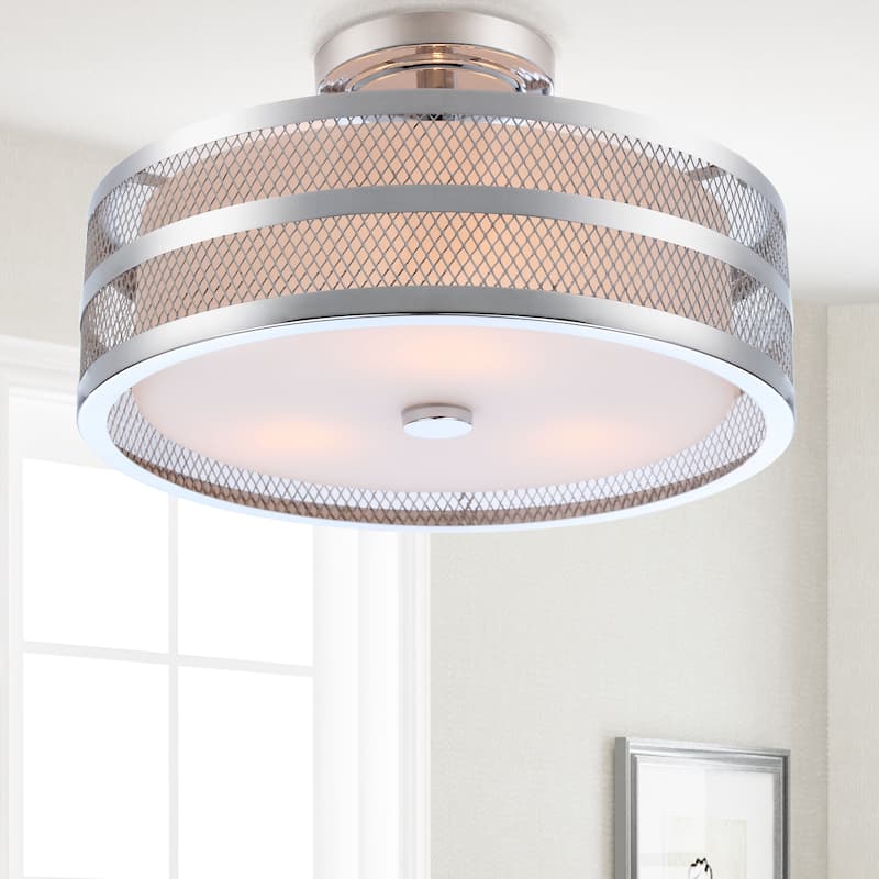 SAFAVIEH Lighting Greta 3-light 16-inch Diameter Veil Semi Flush Mount - 16"W x 16"D x 10"H